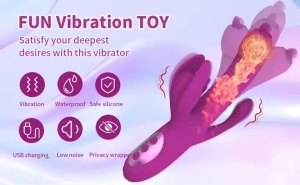 Vibrator Rabbit cu 10 Viteze si mod telescopic, Stimularea Punctului G si Anal, Rezistent la Apa - Img 6