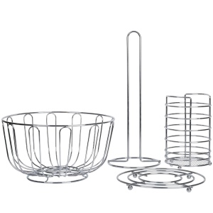 Set practic cu 4 suporturi din metal, pentru fructe, servetele, tacamuri si oale - Img 1