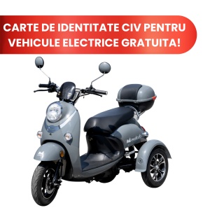 Triciclu Electric Persoane TRP800, 800W, Autonomie 50 km, Gri, Fara Permis
