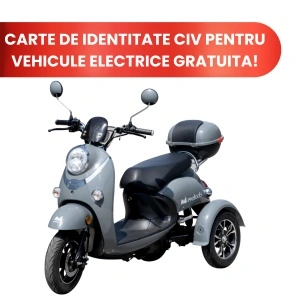 Triciclu Electric Persoane TRP800, 800W, Autonomie 50 km, Gri, Fara Permis