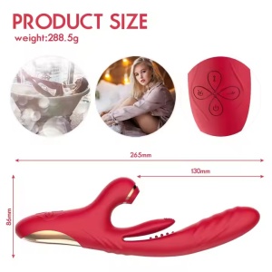 Vibrator 3 în 1 pentru Femei, 7 Funcții de Sucțiune pentru Clitoris și 7 moduri Stimulare G-Spot, 13cm, Rezistent la Apa, Rosu - Img 6