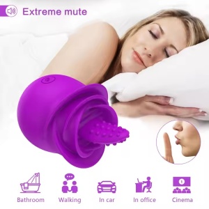 Vibrator cu Funcție de Lins, Stimulator pentru Punctul G, 10 Moduri de Vibrație, Mov - Img 4