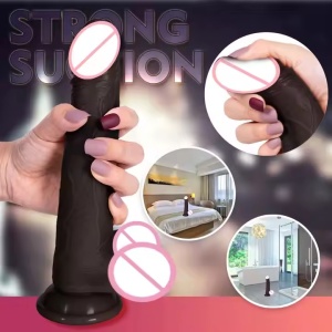 Vibrator Realist pentru Femei din Silicon, cu Încălzire, Mișcare de Piston, Suport cu Ventuză, Negru - Img 5
