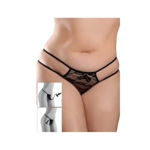 Chiloti Crotchless cu Perle de Placere, Pipedreams, XL-XXL, 90% Poliester, 10% Elastan, Plug 9.4x6.1cm - Img 5