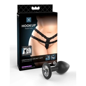 Lenjerie Sexy Secret Gem PIPEDREAMS, Chiloti cu Dop Anal, Rezistent la Apa, Telecomanda, XL-XXL, Negru - Img 1