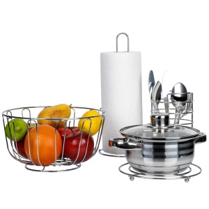 Set practic cu 4 suporturi din metal, pentru fructe, servetele, tacamuri si oale - Img 2