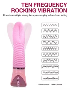 Vibrator "Power Magic Tongue" cu Stimulare punctul G, 10 Viteze, Rezistent la Apă, Roz - Img 7
