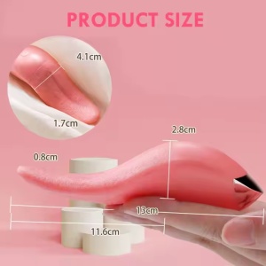 Vibrator Realist in forma de limba, cu Mișcare de Lins pentru Stimularea Clitorisului, 11,6cm, 10 Moduri de Vibratie, Roz - Img 2