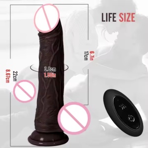 Vibrator Realist pentru Femei din Silicon, cu Încălzire, Mișcare de Piston, Suport cu Ventuză, Negru - Img 6