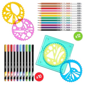 Set Creativ BIC 27 piese, 1 Suport, 4 Sabloane pentru Desenat, 12 Creioane Colorate si 10 Carioci - Img 2