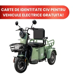 Triciclu Electric Persoane Deceneu TRP500, putere maxima 700W, 48V/20Ah, autonomie 35 km, verde, Fara Permis
