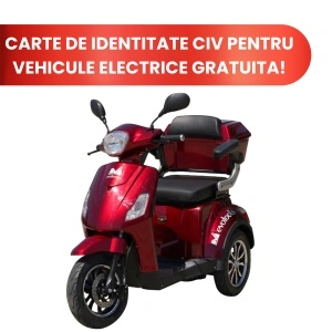 Triciclu Electric Persoane TRP800-1, 800W, autonomie 50 km, Rosu, Fara Permis