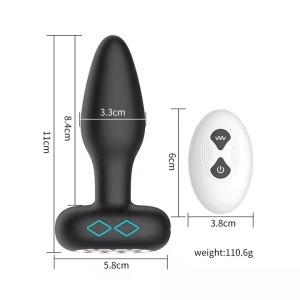 Vibrator Anal Plug pentru cu control prin telecomanda sau aplicatie, 10 Moduri de Vibrație si rotatie 360, 8,4cm, Rezistent la Apa, Negru - Img 3