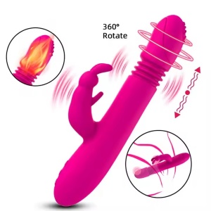 Vibrator Rabbit cu 7 Viteze, cu Impuls Electromagnetic si Mișcare de Împingere si Rasucire 360, Rezistent la Apa, Roz - Img 2