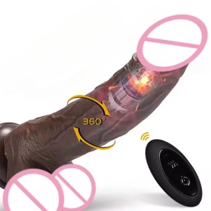 Vibrator Realist pentru Femei din Silicon, cu Încălzire, Mișcare de Piston, Suport cu Ventuză, Negru - Img 7