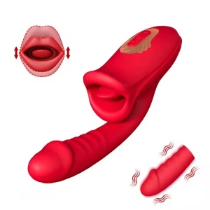 Vibrator Rose Wand pentru Punctul G, Functie de cu Lins pentru Stimulare Clitoridiana, 10 Moduri de Vibratie, Rosu - Img 1