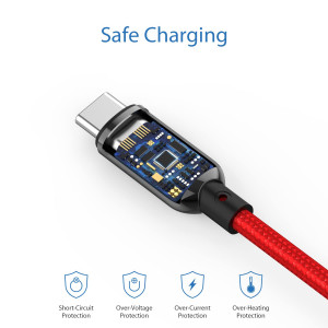 Cablu USB C la USB C SOOPII de 100 W, 2m, incarcare rapida, afisaj LED pentru lPhone 15/15 Pro/15 Plus/15 Pro Max, lPad Air, MacBook Pro, Samsung Galaxy S23/S22, Pixel, LG (rosu) ) - Img 2