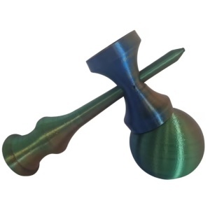 Kendama 3D print Beldeny, design simplu, 29cm, kameleon verde-portocaliu-albastru - Img 4