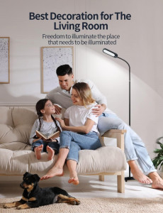 Lampa LED de Podea, cu 4 Niveluri de Luminozitate si 5 Culori de Lumina, Control Tactil si Gat Reglabil la 360°, 160cm, Negru - Img 6