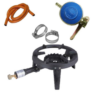 Pachet - Arzator rotund din fonta + 2M Furtun butelie + 2 x Colier furtun + 1 x Ceas butelie - Img 1