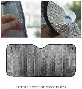 Parasolar Amazon Basics, pliabil, reflexie UV, 150x79cm, grosime 2mm, Gri - Img 4