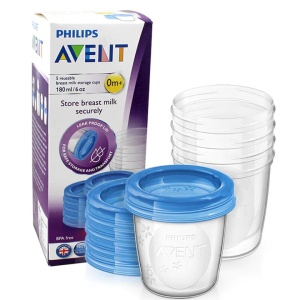 Recipient pentru depozitarea laptelui matern Philips Avent SCF619/05, 180 ml, 5 buc, de la nastere, fara BPA - Img 1