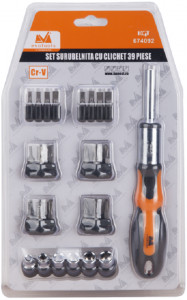 Set Surubelnita cu clichet EvoTools, 39 piese - Img 1