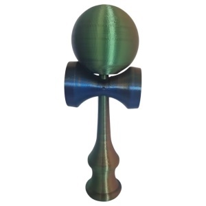 Kendama 3D print Beldeny, design simplu, 29cm, kameleon verde-portocaliu-albastru