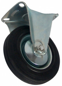 Set 2 roti fixe si 2 roti pivotante, cu frana din cauciuc plin cu placa 160mm - Img 3