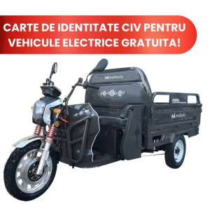 Triciclu Electric Cargo TRCC1500N, putere maxima 3000W, autonomie 60 km, Fara Permis