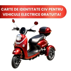 Triciclu Electric Persoane TRP800, 800W, Autonomie 50 km, rosu, Fara Permis