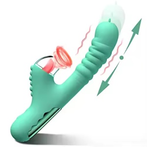 Vibrator cu Mișcare de Piston pentru Femei, Stimulator Clitoridian cu 8 Moduri de Vibrație și 3 Funcții de Lins, Verde - Img 1