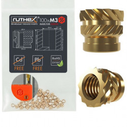 Inserție filetată Ruthex M3 pentru VORON– RX-M3X5X4- 100 bucăți