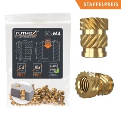 Inserție filetată Ruthex M4 – RX-M4x8.1 - 50 bucăți