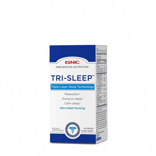 GNC Preventive Nutrition® Tri-Sleep™, Formula Avansata Triplu-Strat Pentru Somn, 60 tablete