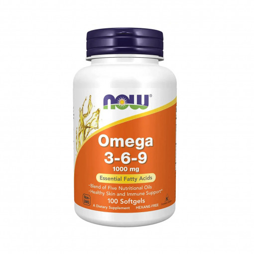 NOW Foods Omega 3-6-9 100 capsule – Acizi grași esențiali pentru inimă, creier și imunitate