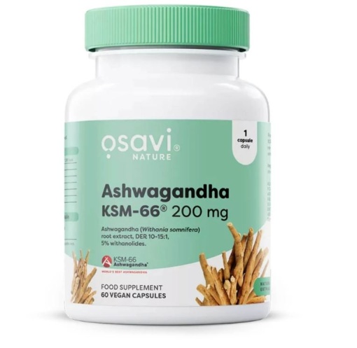 OSAVI ASHWAGANDHA KSM-66® 200mg – 60 VCaps Extract Standardizat 100% Natural | Reduce Stresul, Îmbunătățește Somnul și Susține Vitalitatea