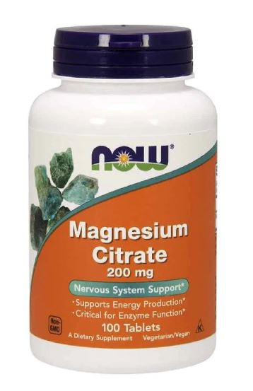 NOW FOODS MAGNESIUM CITRATE 200MG 100TABS