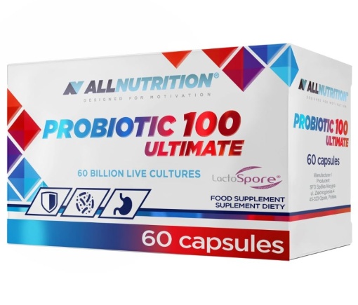 ALLNUTRITION PROBIOTIC 100 ULTIMATE – 60 Caps Supliment Avansat cu 100 Miliarde CFU, 14 Tulpini de Probiotice + Prebiotice