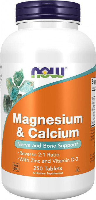 NOW FOODS MAGNESIUM & CALCIUM WITH ZINC AND VITAMIN D3 250 tablete