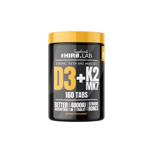 Hiro.Lab Vitamin D3 4000IU + K2 MK7 – 160 Tablete pentru Imunitate, Oase Puternice și Absorbție Optimă