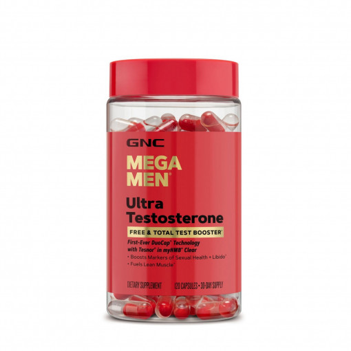 GNC Mega Men® Ultra Testosterone, Formula Avansata pentru Cresterea Testosteronului Liber si Total, 120 capsule