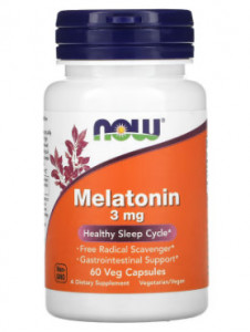 NOW FOODS MELATONIN 3MG 60 capsule vegane