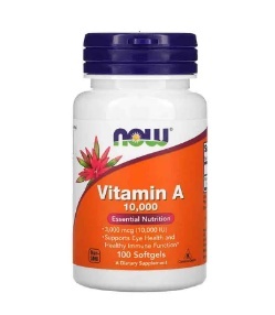 NOW FOODS VITAMIN A 10.000IU 100 capsule gelatinoase