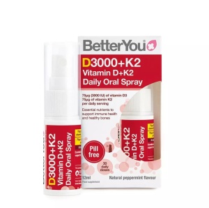 Vitamina D+K2 Daily Oral Spray (12 ml, Mentă Piperată Naturală) - BetterYou Dlux+