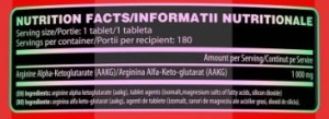 Arginina Alpha-Ketoglutarat pentru pompa si performanta - Genius Nutrition AAKG 180 tablete - Img 3