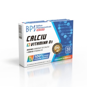 Calciu + Vitamina D3 800mg / 200UI 30 capsule Balkan