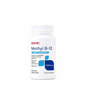 GNC Methyl B-12 2500mcg, Vitamina B-12 Metilcobalamina, 100 tablete
