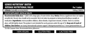 Suport pentru par, piele si unghii sanatoase - Genius Nutrition Biotin B7 60 Tablete - Img 2