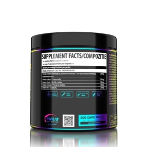 Formula avansata de creatina pentru forta, masa musculara si performanta maxima - Genius Nutrition CREA-M5 200 Caps - Img 2